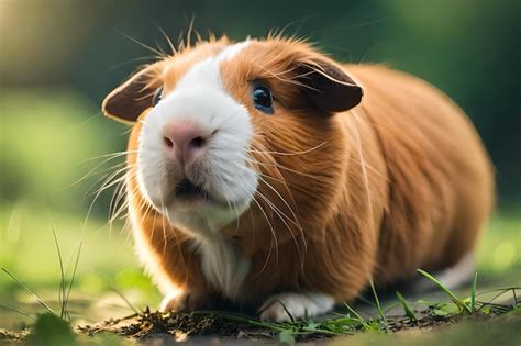 Premium Photo A Guinea Pig On A Green Background