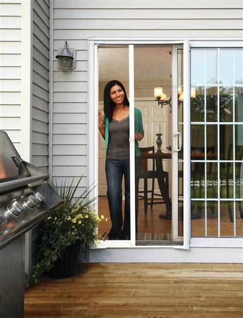 Brisa White Retractable Screen Door For Sliding Door Trabahomes