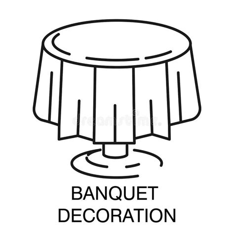 Banquet Decoration Round Table With Tablecloth Isolated Outline Icon