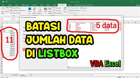 Cara Membatasi Jumlah Data Di Dalam Listbox Macro Vba Excel Youtube