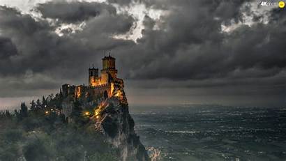 Castle Marino San Italy Fog Dark Night