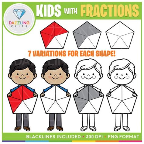 Kids With Fractions Clip Art