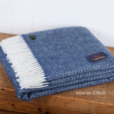 Tweedmill Mid Slate Blue Ascot Weave Pure New Wool Throw