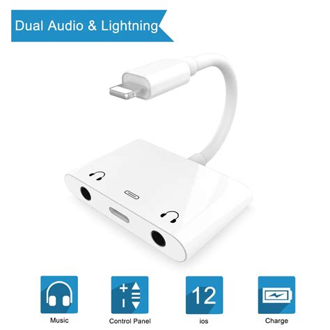 Newest For Lightning To Dual 35mm Headphone Jack Audio And Charging