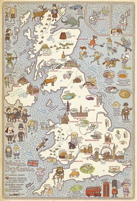 Maps Pictorial Maps Illustration United Kingdom Map