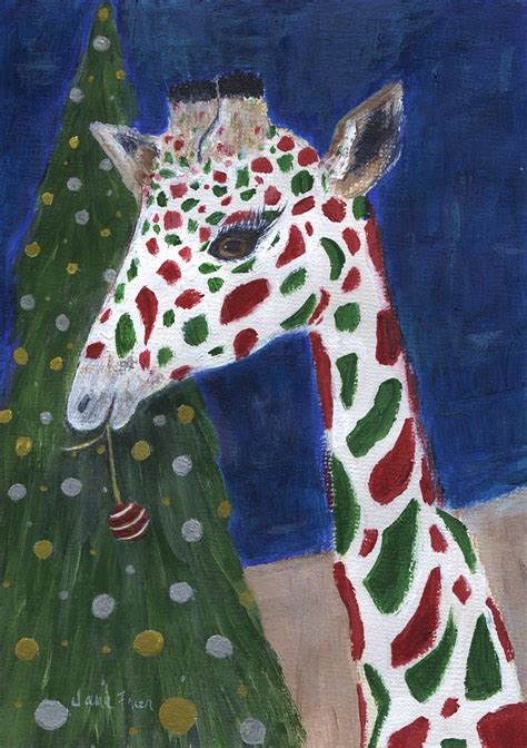 Christmas Giraffe Painting By Jamie Frier Fine Art America