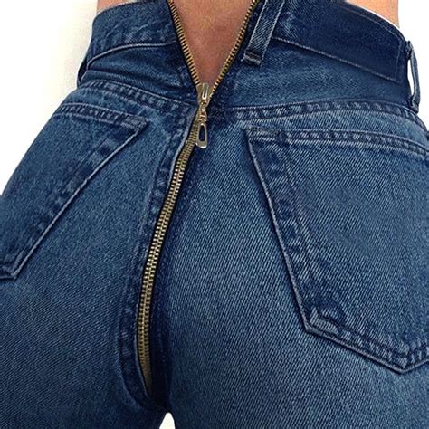 New Hot Sexy Back Zipper Women Denim Pants Elastic Stretch Jeans