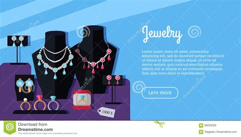 Jewelry Store Showcase Vector Web Banner Stock Vector Illustration Of