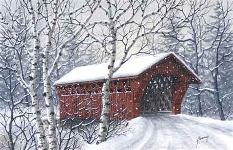 Winter Covered Bridge By Kathy Glasnap Winter Painting Covered