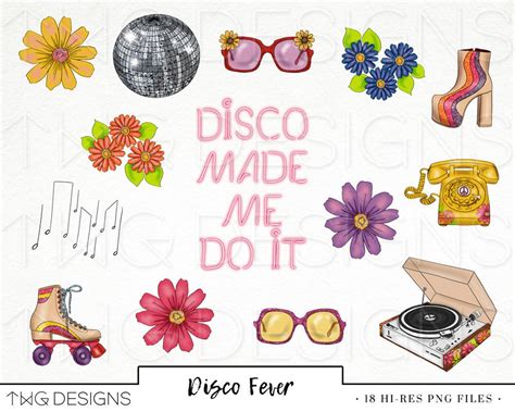 Disco 70s Retro Fashion Girl Clip Art Watercolor Clipart Png Etsy