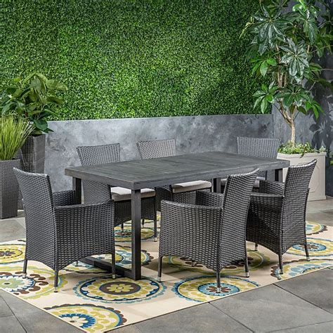 Contemporary Home Living 7 Piece Gray Outdoor Furniture Patio Dining