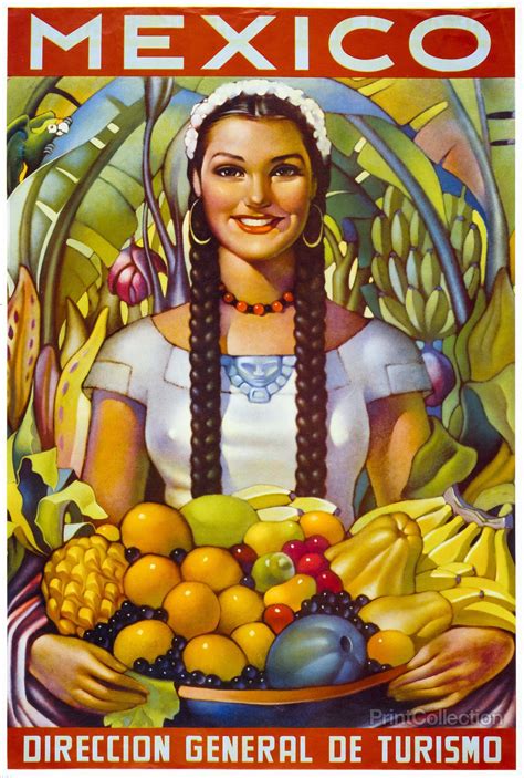 Mexican WomanåÊin Traditional Dress Holding A Bowl Of Fruit In A Tropical Setting Published In