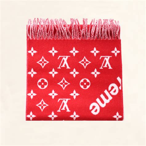 Louis Vuitton Supreme Scarf Red The Collectory