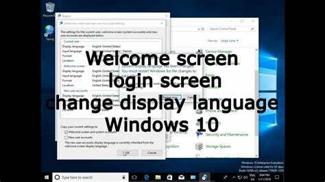 Welcome Screen Login Screen Change Display Language Windows 10 Youtube