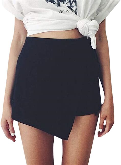 Fonma Womens Sexy Skorts Skirt High Waisted Casual Irregular Flanging Wrap Culottes At Amazon