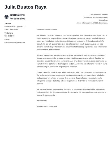 Carta De Presentación Para Mercadona Ejemplos Y Modelo