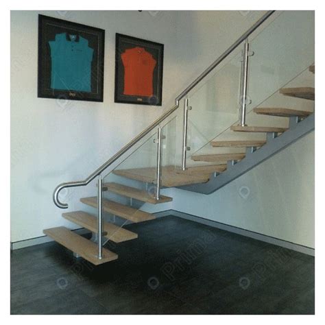 Prima Modern Double Steel Plates Stairs Curved Wooden Stringer