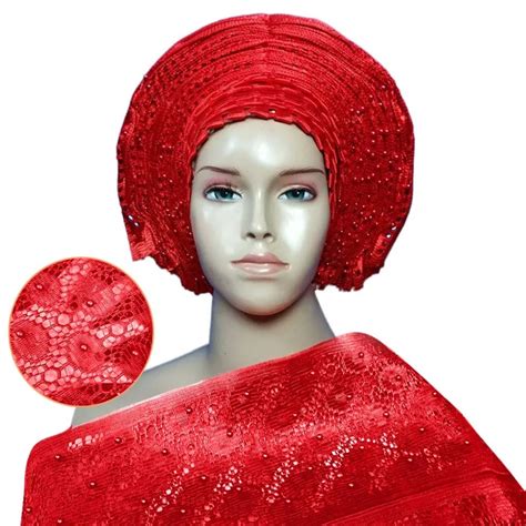 Buy New Arrived Auto Gele Aso Oke Headtie With Beads