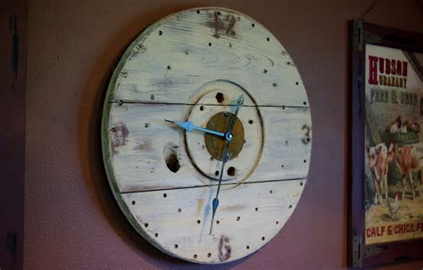 Reclaimed Rustics Wire Spool Rustic Clock