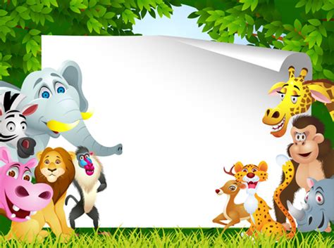 Set of cartoon animal paradise vector Vectors graphic art designs in