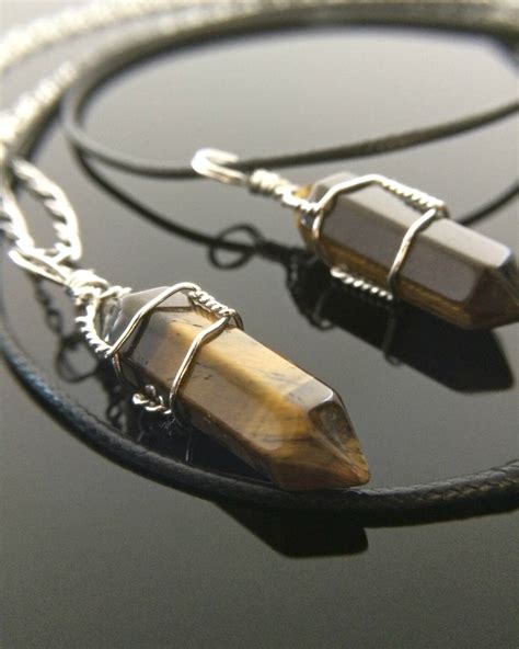 Tigers Eye Necklace Healing Crystal Necklace Crystal Point Etsy