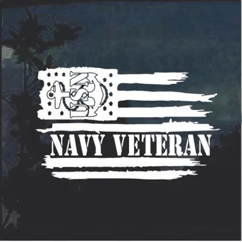 Navy Veteran Weathered Flag Window Decal Sticker Custom Made In The