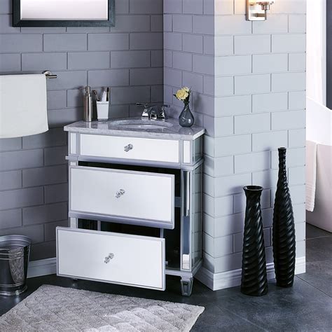 With the step drawer built, install in the drawer opening with drawer slides, placed to the tallest possible if your vanity has inset drawers, you may need to adjust how deep you install the drawers. Abbington Mirrored Corner Bathroom Vanity Sink with ...