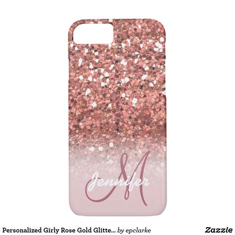 Personalized Girly Rose Gold Glitter Sparkles Name Case Mate Iphone