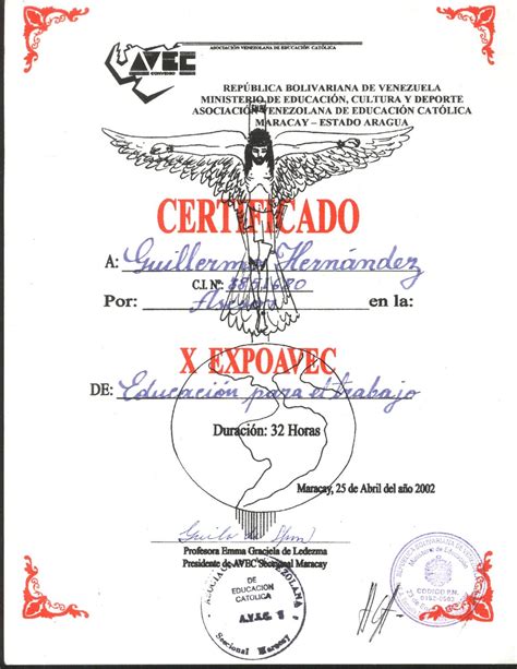 Guillermo Rafael Hern Ndez D Az Certificados De Varias Instituciones