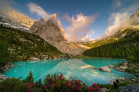 Free Download Mountains Lake Alps Italy The Dolomites Hd