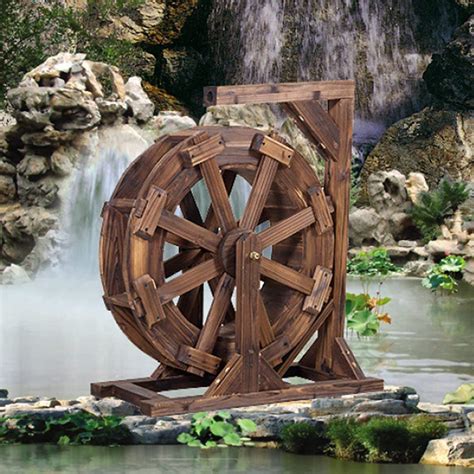 Zyfa Wooden Water Wheel Fountain Waterfall Outdoor Wheels Fountain