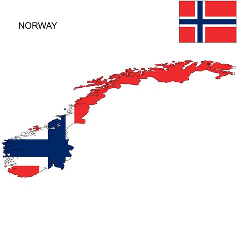 Norge Flag Map Norge Kart Flagg Northern Europe Europe