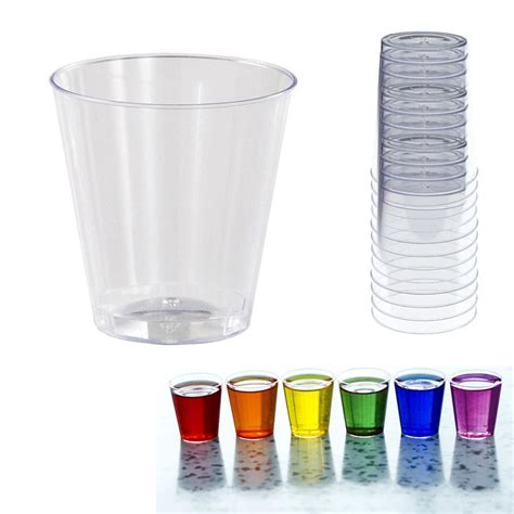 20 Clear Disposable Shot Glasses Hard Plastic 1 Oz Vodka Jelly Wedding
