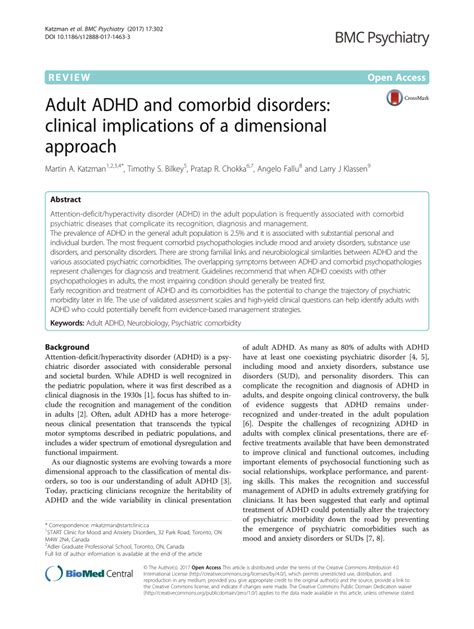 pdf adult adhd and comorbid disorders clinical implications of a dimensional approach