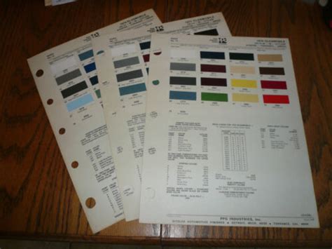 1976 1977 1978 Oldsmobile Ditzler Ppg Color Chip Paints Three Years