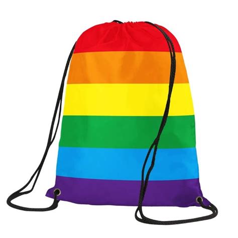 gay pride drawstring rainbow backpack 35x45cm polyester made string bag two layers rainbow lgbtq