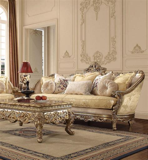 Luxury Chenille Gold Champagne Sofa Traditional Homey Design Hd 2626