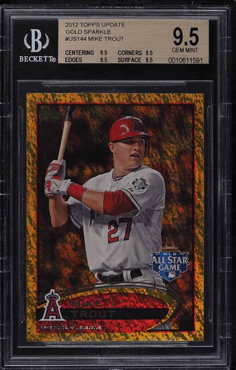 2012 Topps Update Gold Sparkle Mike Trout Rookie Rc Bgs 95 Gem Mint