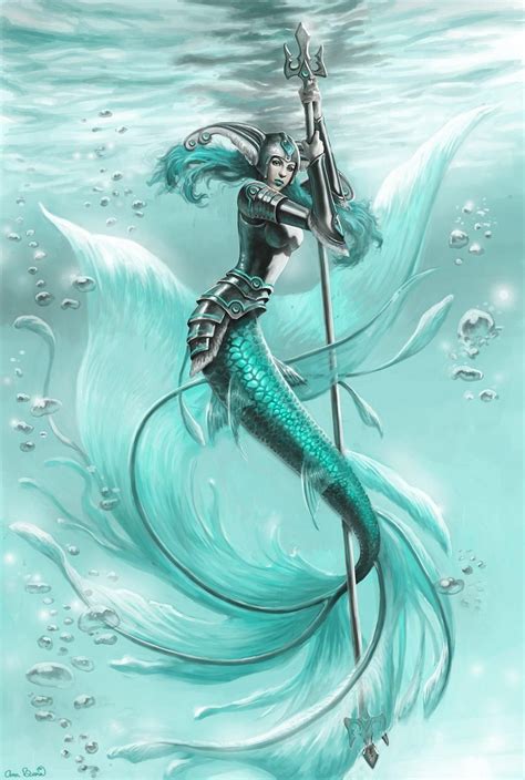 splashwoman illustration fantasy mermaid warrior picture image digital art mermaid fantasy