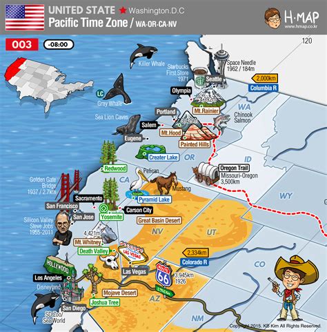 Pacific Time Zone Map Washington Oregon California Nevada