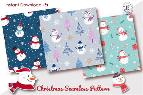 Christmas Snowman Pattern Xmas Wrapping Paper Winter Etsy Uk