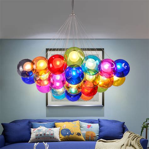 Modern Multi Color Glass Bubbles Pendant Light Chandelier Ceiling Lamp