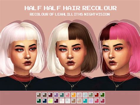 The Sims Resource Leahlillith`s Nightvisionhair Half Half Hair