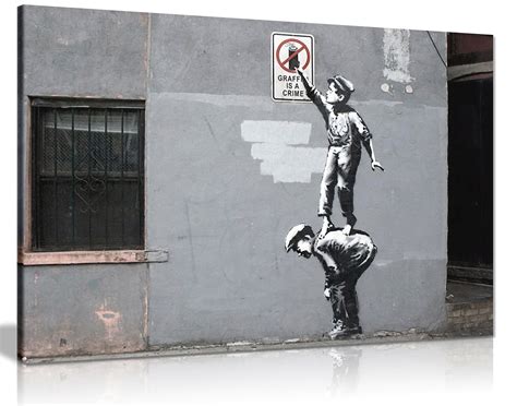 Banksy Graffiti Is A Crime Canvas Wall Art Picture Print Ebay