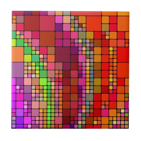 Abstract Modern Art Squares Colorful Color Tile