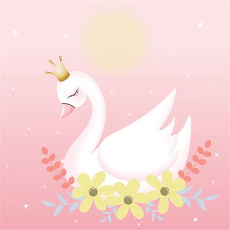 Pink Swan Clip Art Gold Crown Swan Swan Princess Cute Swan Etsy