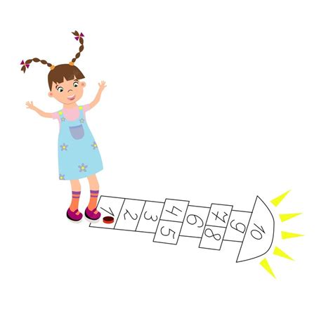 Premium Vector Active Young Girlkid Playing Hopscotch Having Fun