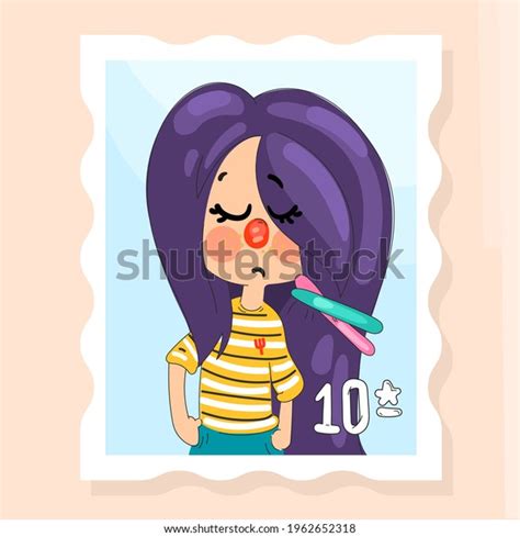 Cartoon Grumpy Girl Vector Kids Character Stock Vector Royalty Free