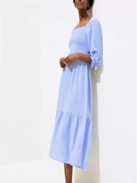 Buy Marks And Spencer Blue Off Shoulder Linen Maxi Dress Dresses For