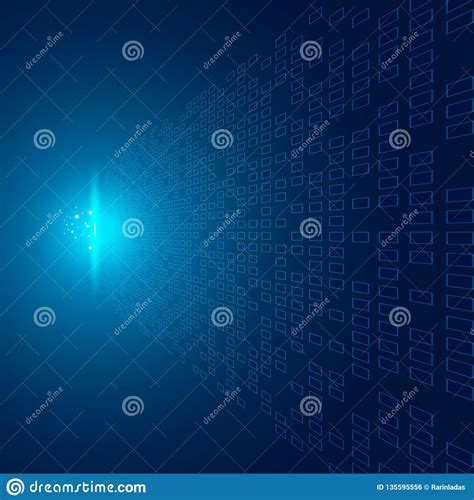 Abstract Squares Pattern Futuristic Transfer Data Perspective On Blue
